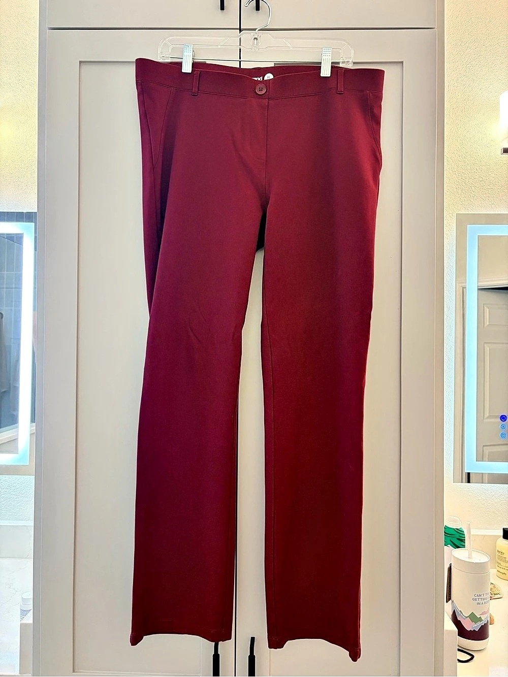 Betabrand Dress Pant/Yoga Pants Straight Leg Burgundy XL Petite